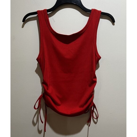 Shein Tank Crop Top Red Ribbed ~ Size Medium - Picture 1 of 5